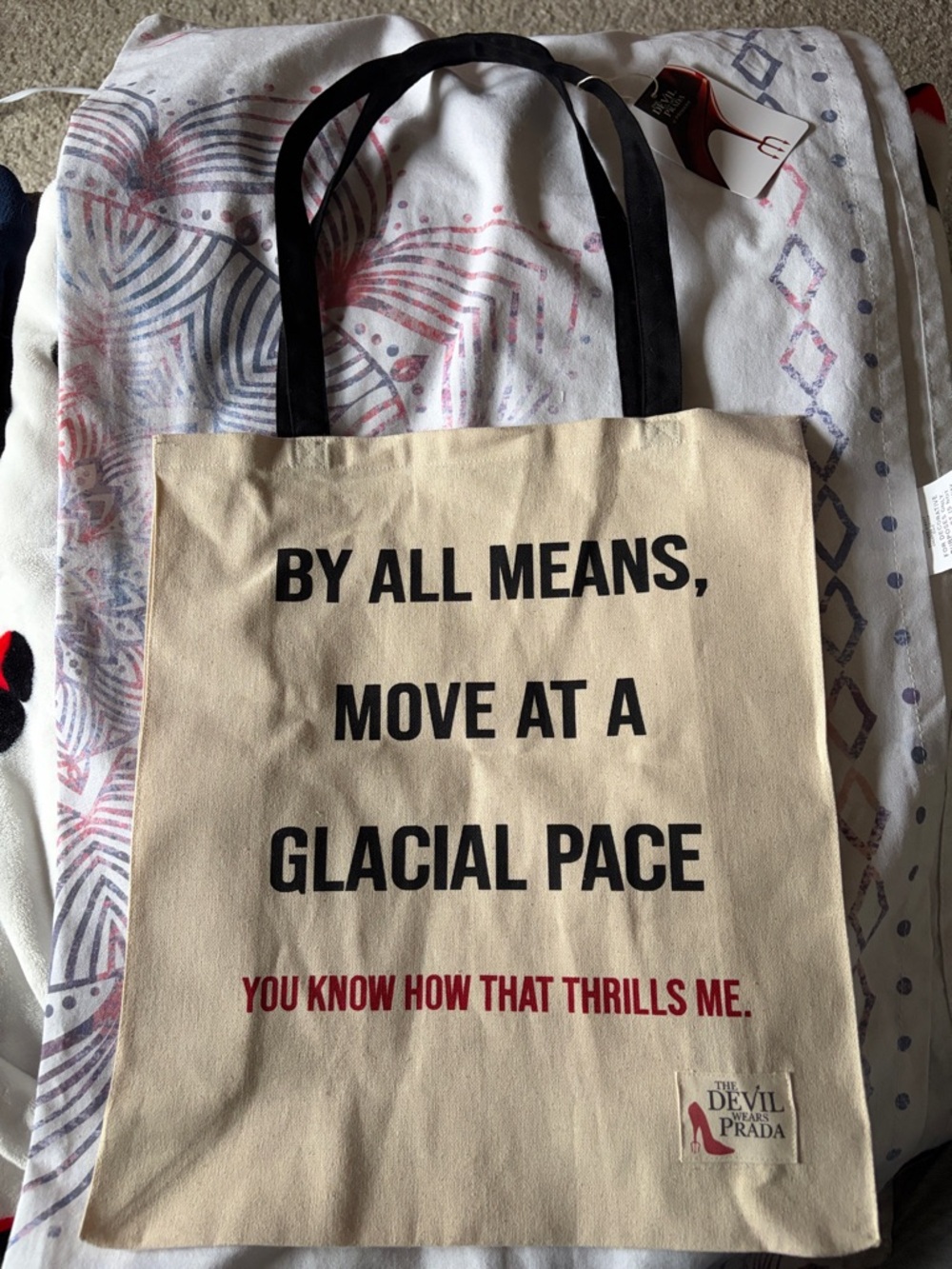 Devils wears Prada Graphic Quote Canvas Tote